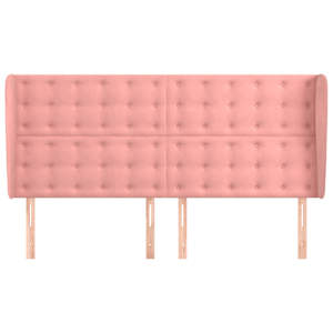 Čelo postele typu ušák růžová 203x23x118/128 cm samet - obrázek 3
