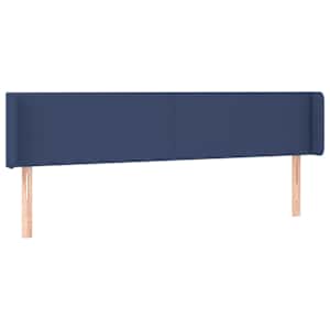 Čelo postele typu ušák modré 163 x 16 x 78/88 cm textil - obrázek 2