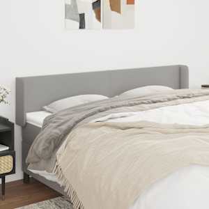 Vzglavje z ušesi svetlo sivo 203x16x78/88 cm blago