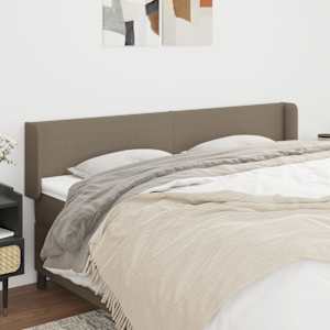 Čelo postele typu ušák taupe 203 x 16 x 78/88 cm textil - obrázek 1