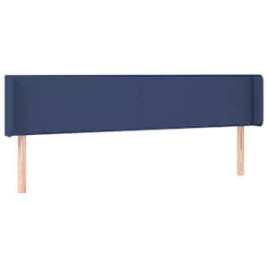 Čelo postele typu ušák modré 203 x 16 x 78/88 cm textil - obrázek 2