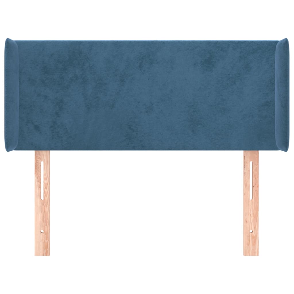 vidaXL Hoofdbord met randen 83x16x78/88 cm fluweel donkerblauw afbeelding