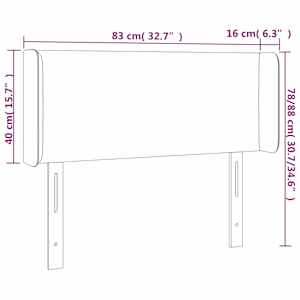 Čelo postele typu ušák růžová 83 x 16 x 78/88 cm samet - obrázek 9