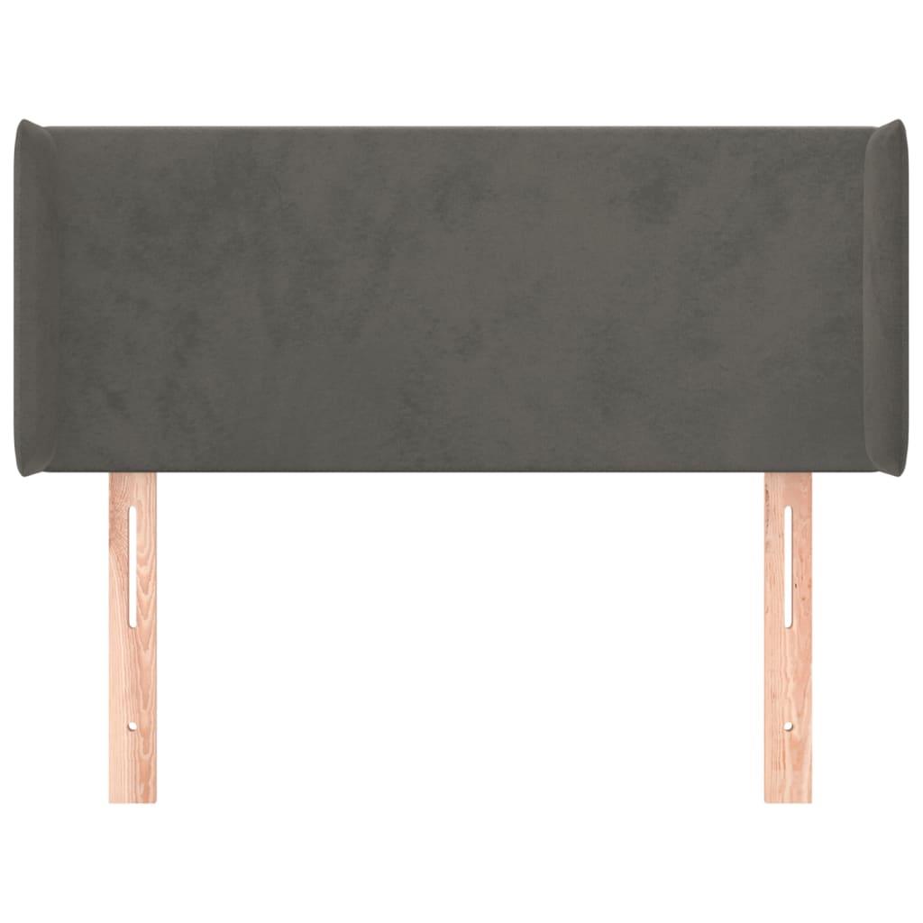 vidaXL Hoofdbord met randen 93x16x78/88 cm fluweel donkergrijs afbeelding