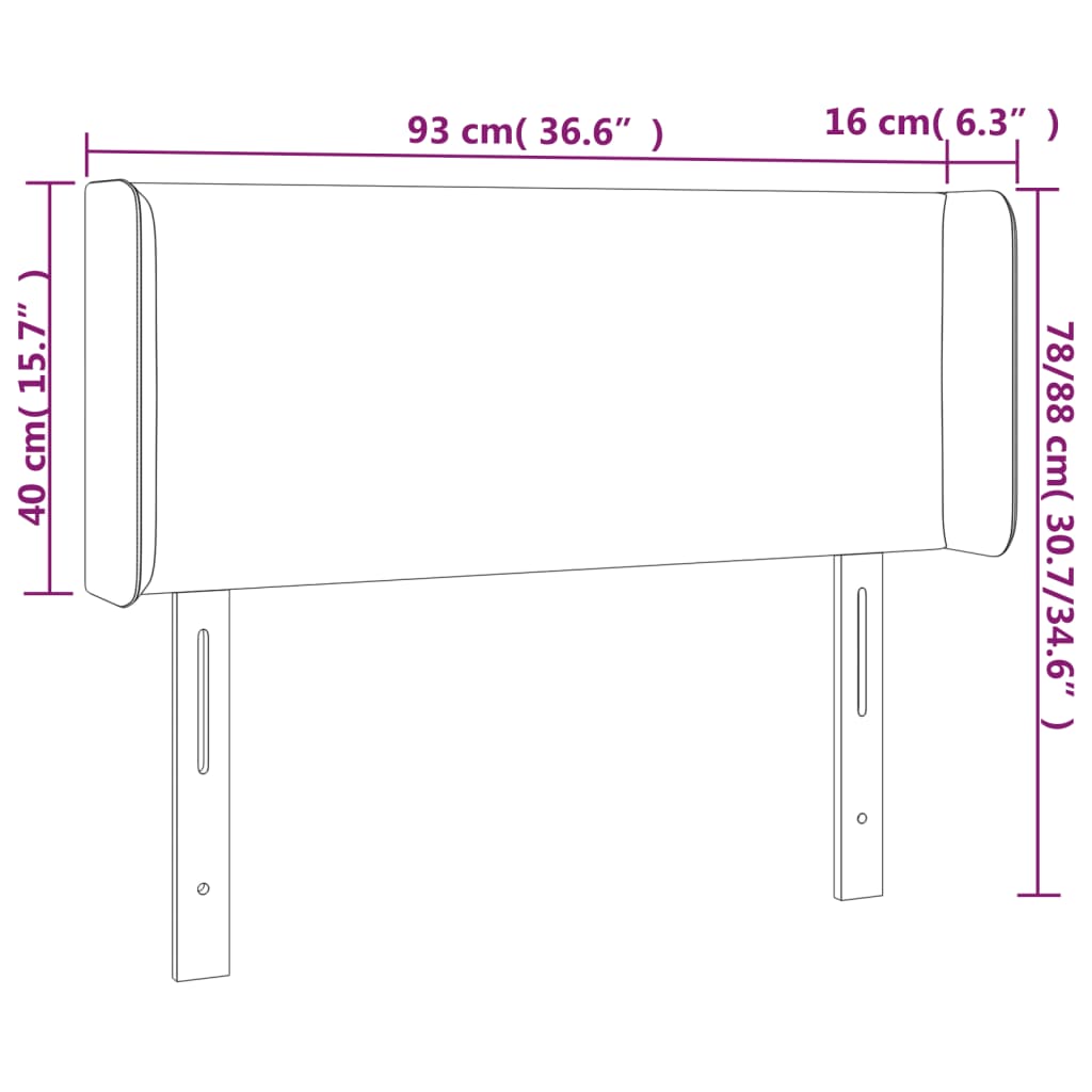 Tăblie de pat cu aripioare roz 93x16x78/88 cm catifea