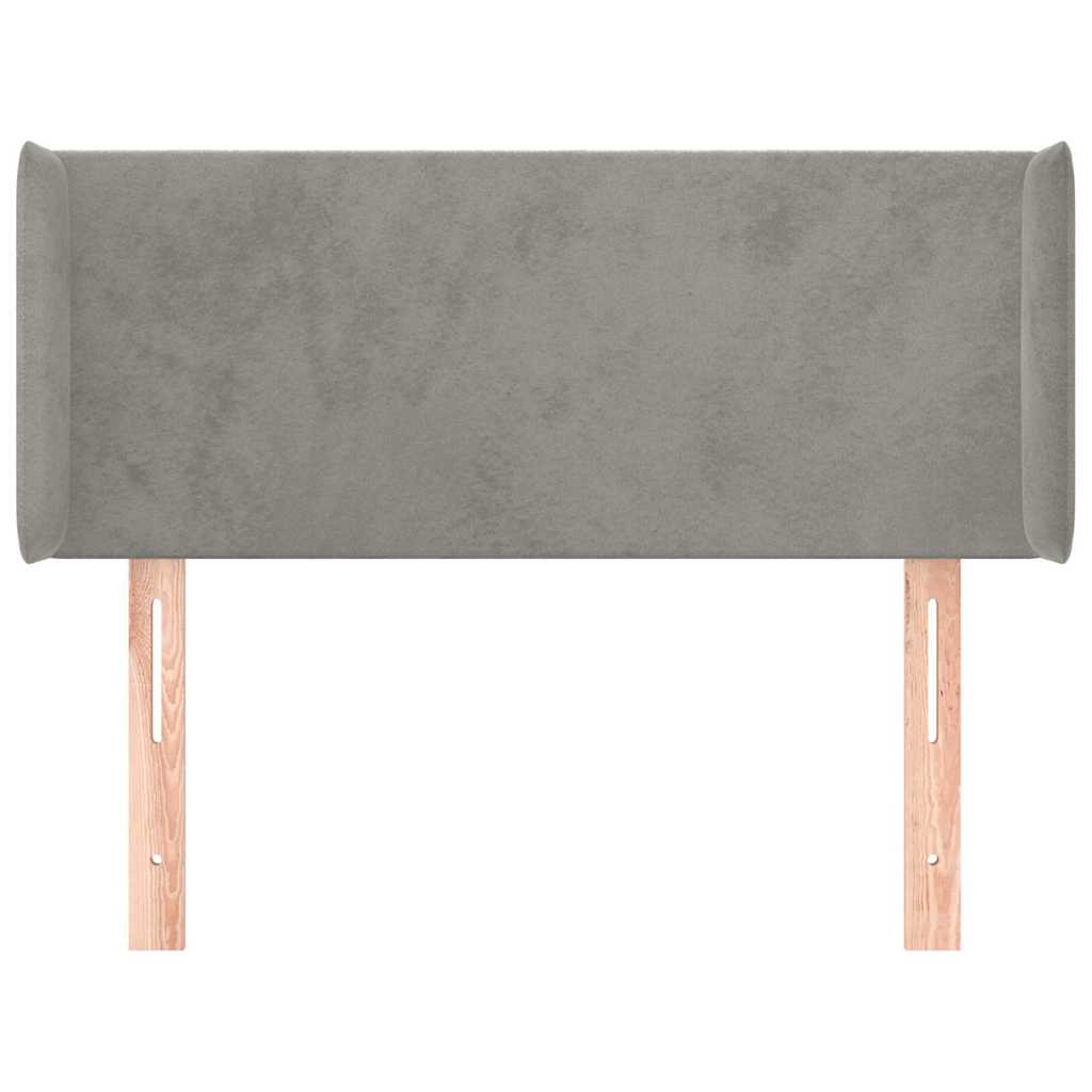 vidaXL Hoofdbord met randen 103x16x78/88 cm fluweel lichtgrijs grijs, foto 2