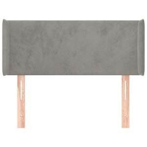 Čelo postele typu ušák světle šedé 103x16x78/88 cm samet - obrázek 3