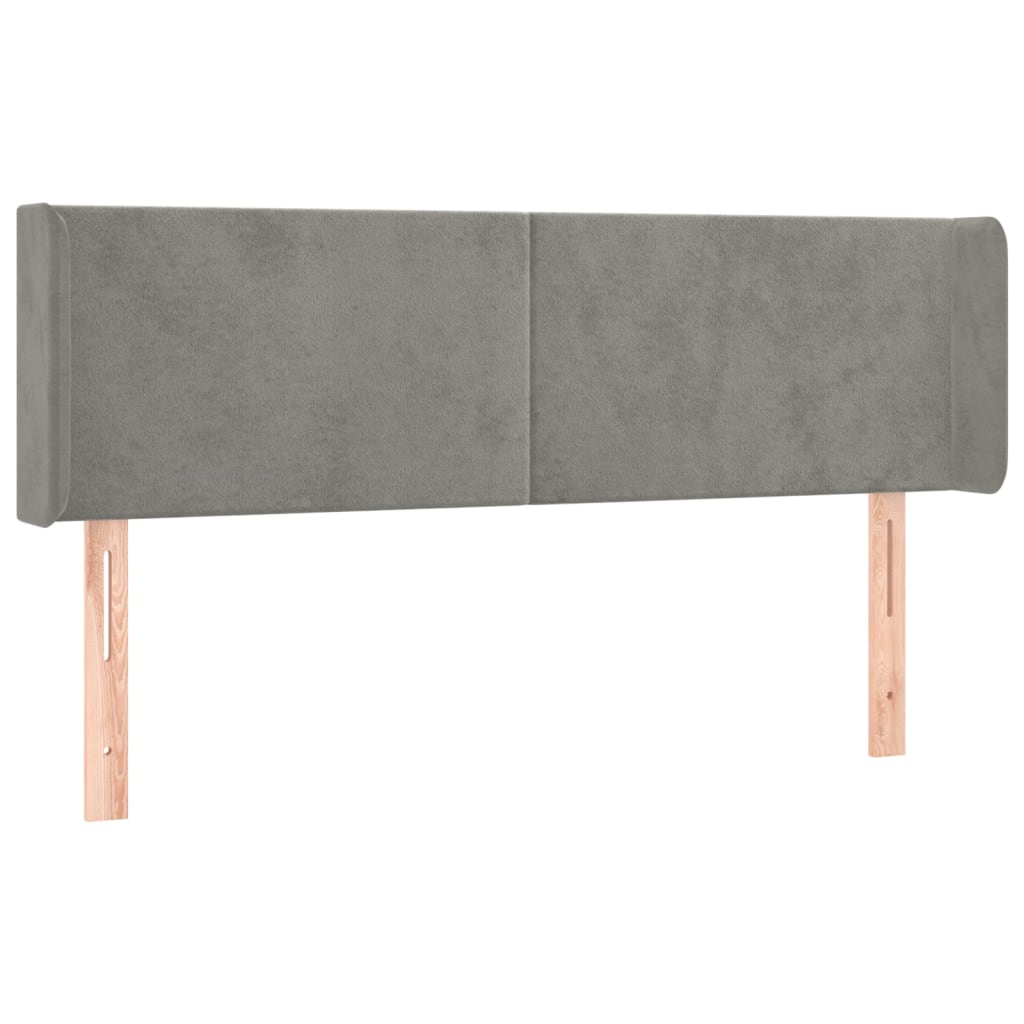 vidaXL Čelo postele typu ušák světle šedé 147x16x78/88 cm samet