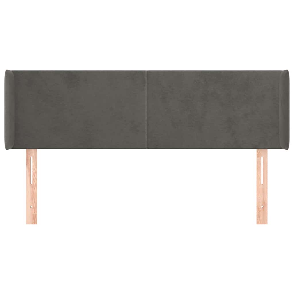 vidaXL Hoofdbord met randen 147x16x78/88 cm fluweel donkergrijs grijs, foto 2