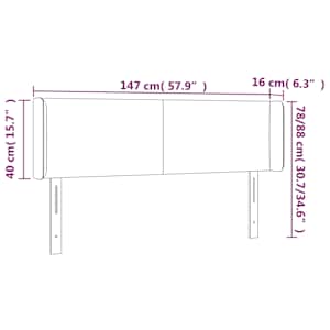 Čelo postele typu ušák tmavě šedé 147x16x78/88 cm samet - obrázek 9