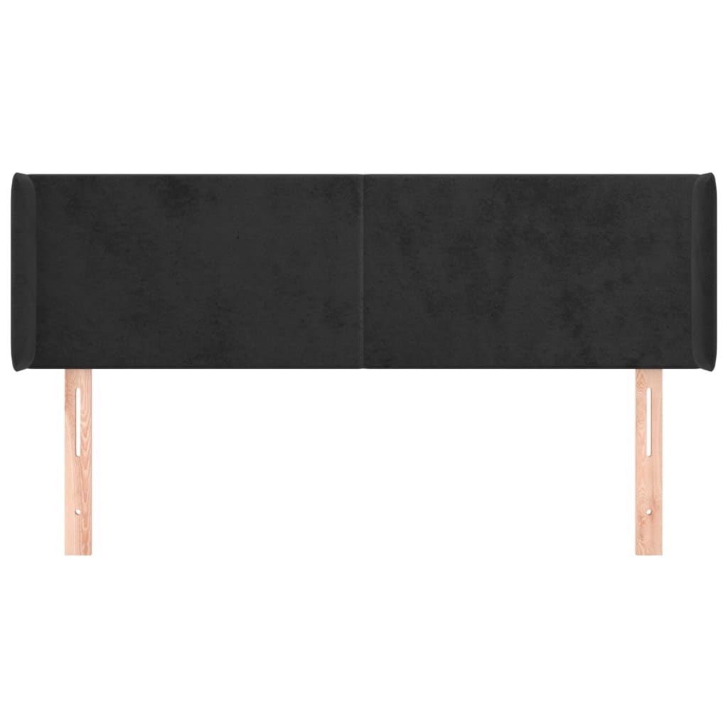 vidaXL Hoofdbord met randen 147x16x78/88 cm fluweel zwart afbeelding