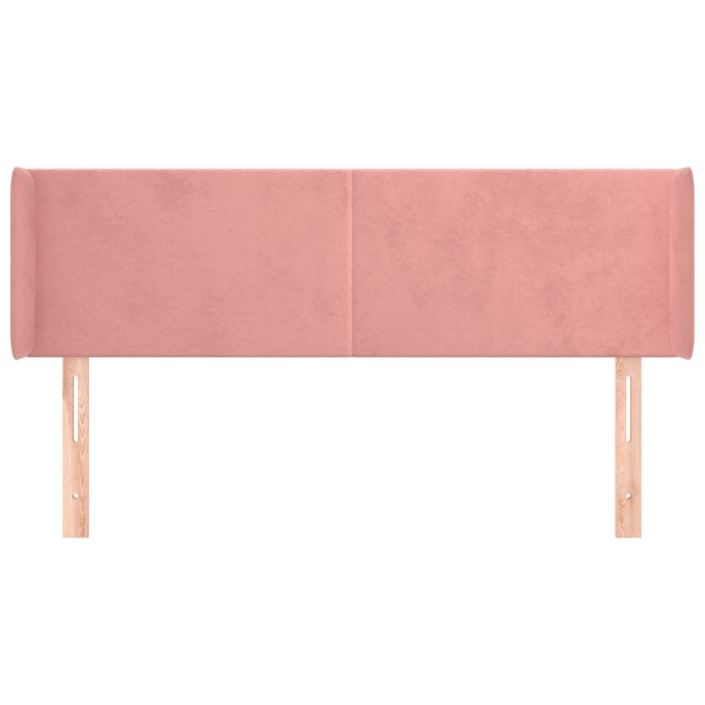 vidaXL Hoofdbord met randen 147x16x78/88 cm fluweel roze afbeelding