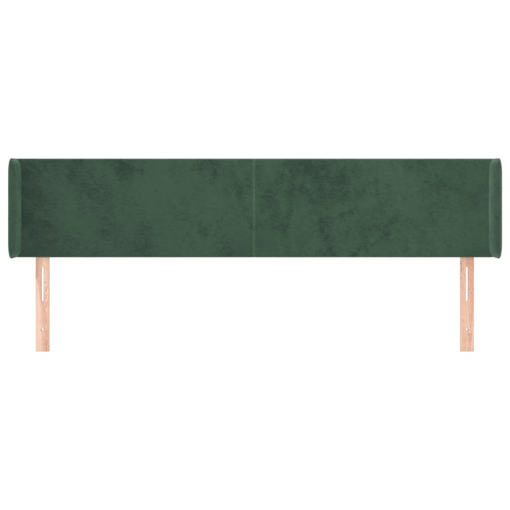 vidaXL Hoofdbord met randen 163x16x78/88 cm fluweel donkergroen afbeelding