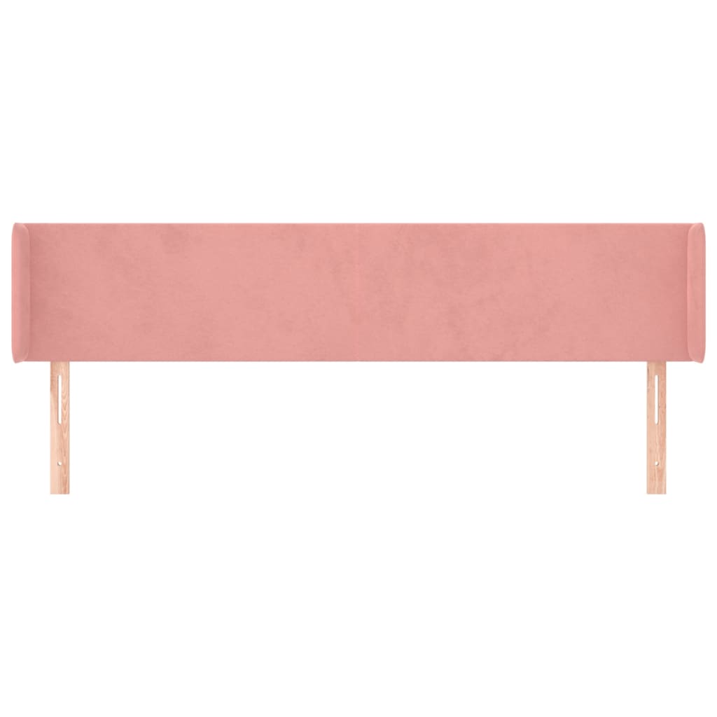 vidaXL Hoofdbord met randen 163x16x78/88 cm fluweel roze afbeelding