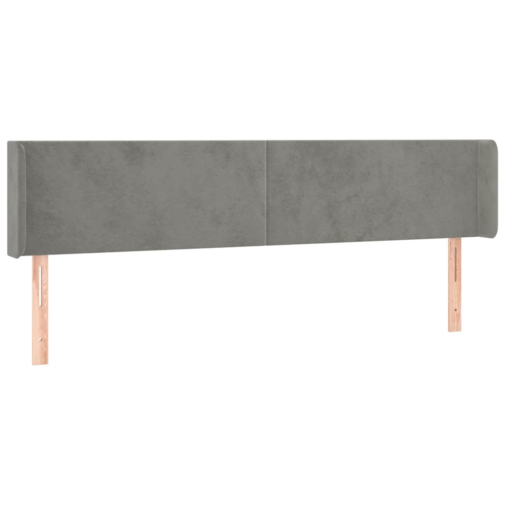 vidaXL Hoofdbord met randen 183x16x78/88 cm fluweel lichtgrijs grijs, foto 3