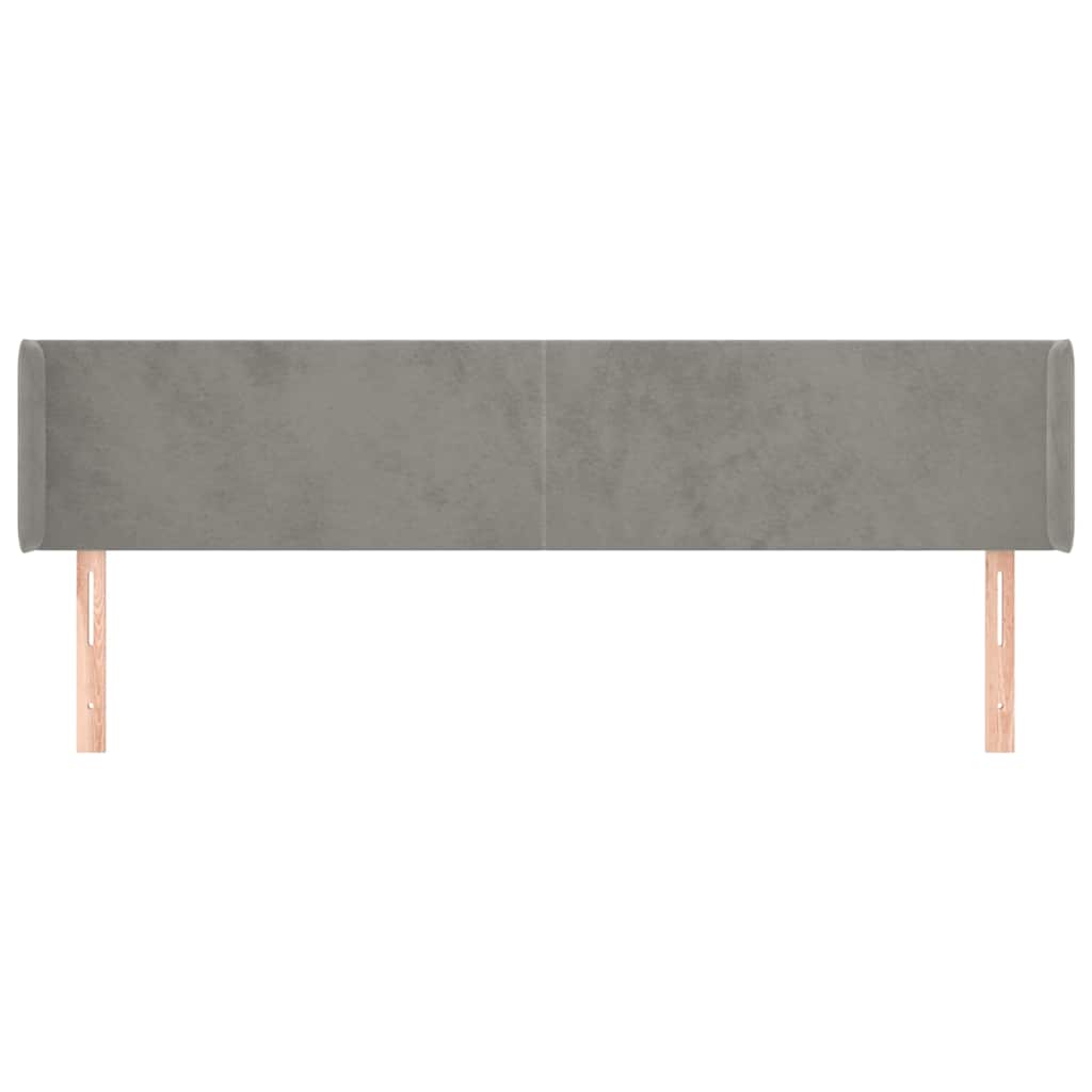 vidaXL Hoofdbord met randen 183x16x78/88 cm fluweel lichtgrijs grijs, foto 2