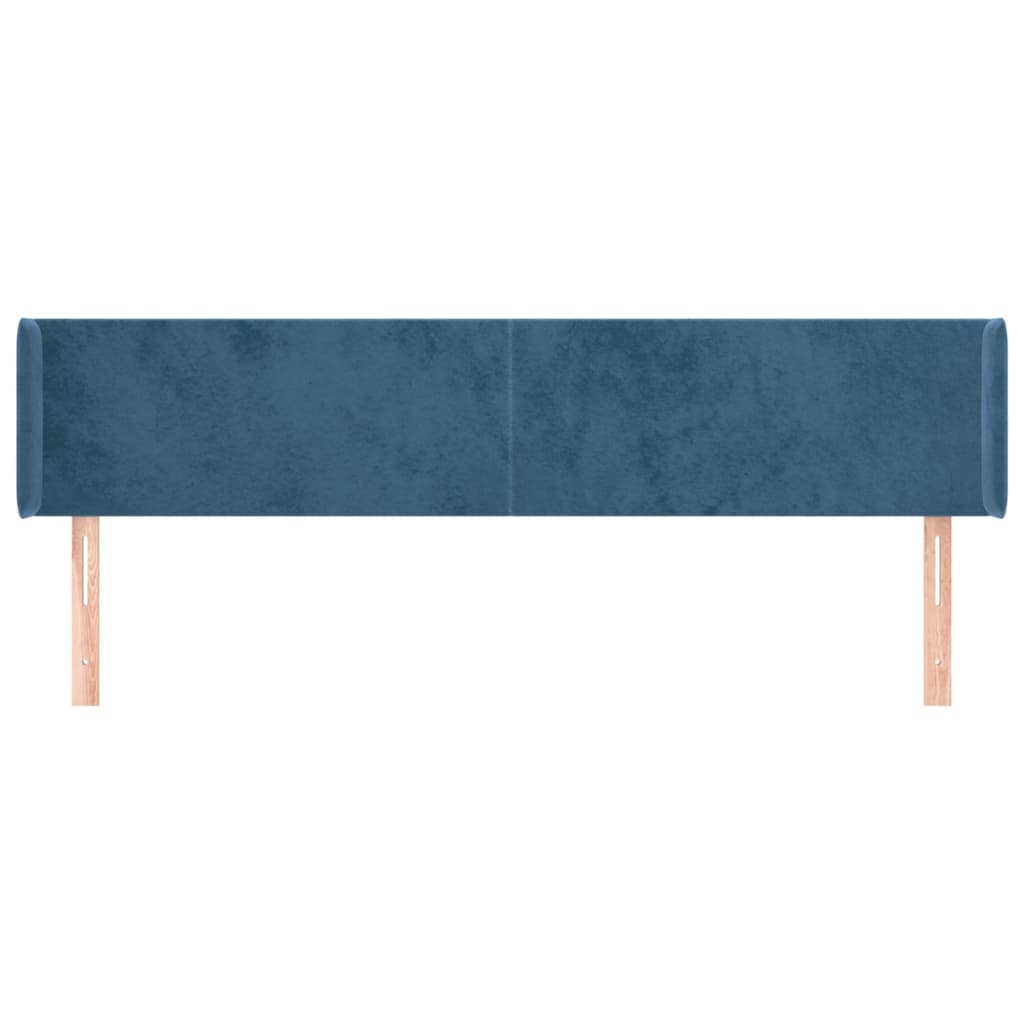 vidaXL Hoofdbord met randen 183x16x78/88 cm fluweel donkerblauw afbeelding