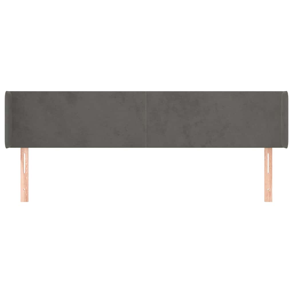 vidaXL Hoofdbord met randen 203x16x78/88 cm fluweel donkergrijs grijs, foto 2