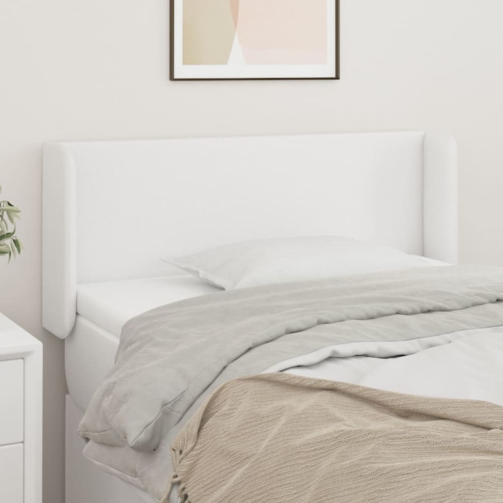 vidaXL Tăblie de pat cu aripioare alb 93x16x78/88 cm piele ecologică