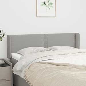 Vzglavje z ušesi svetlo sivo 147x16x78/88 cm blago