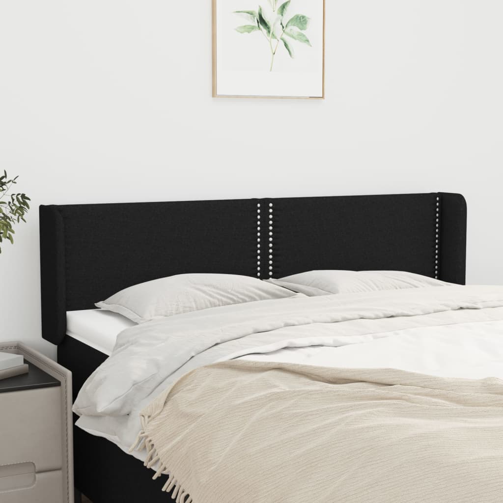 vidaXL Tăblie de pat cu aripioare negru 147x16x78/88 cm textil vidaXL imagine 2022