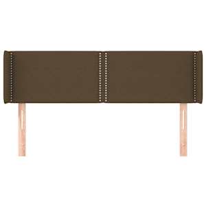 Čelo postele typu ušák tmavě hnědé 147x16x78/88 cm textil - obrázek 3