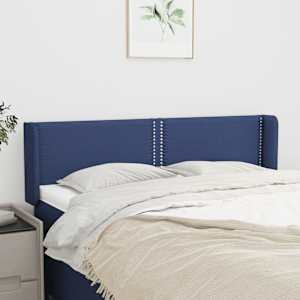 Čelo postele typu ušák modré 147 x 16 x 78/88 cm textil - obrázek 1