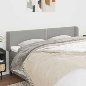 Vzglavje z ušesi svetlo sivo 183x16x78/88 cm blago