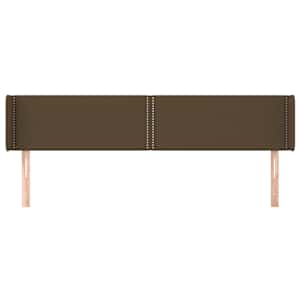 Čelo postele typu ušák tmavě hnědé 183x16x78/88 cm textil - obrázek 3
