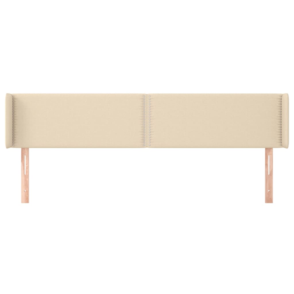 vidaXL Hoofdbord met randen 203x16x78/88 cm stof crèmekleurig afbeelding