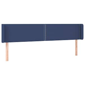 Čelo postele typu ušák modré 203 x 16 x 78/88 cm textil - obrázek 2