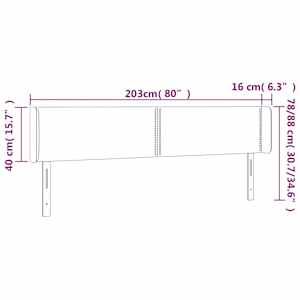 Čelo postele typu ušák modré 203 x 16 x 78/88 cm textil - obrázek 9