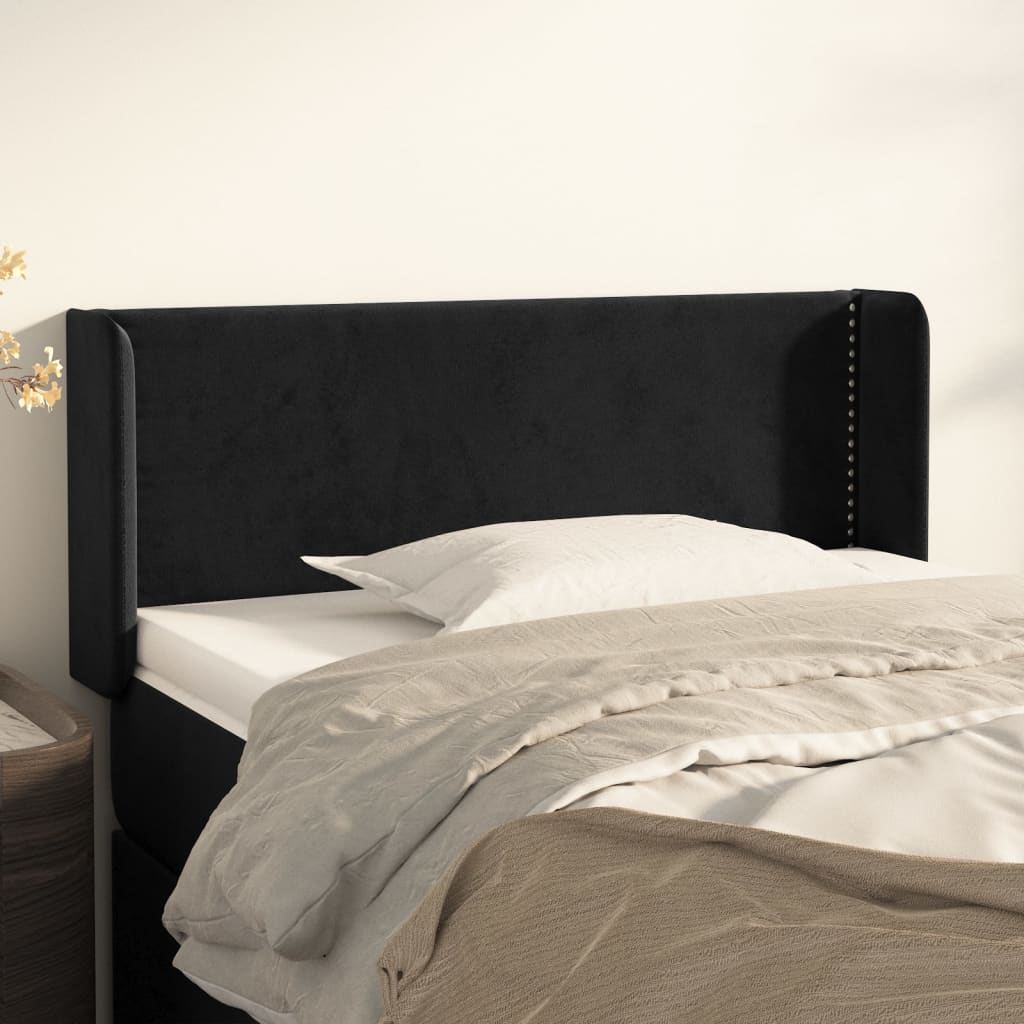 vidaXL Tăblie de pat cu aripioare negru 83x16x78/88 cm catifea