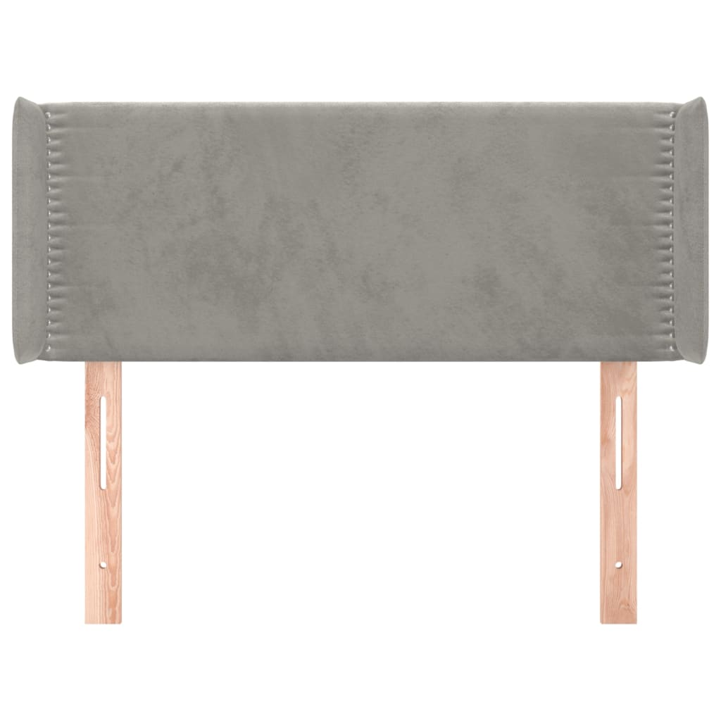 vidaXL Hoofdbord met randen 93x16x78/88 cm fluweel lichtgrijs afbeelding