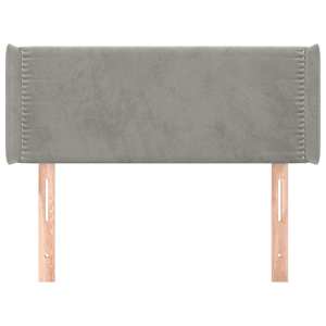 Čelo postele typu ušák světle šedé 93x16x78/88 cm samet - obrázek 3