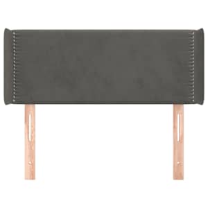 Čelo postele typu ušák tmavě šedé 103x16x78/88 cm samet - obrázek 3