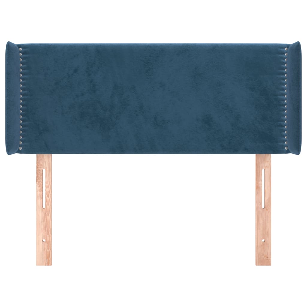 vidaXL Hoofdbord met randen 103x16x78/88 cm fluweel donkerblauw afbeelding