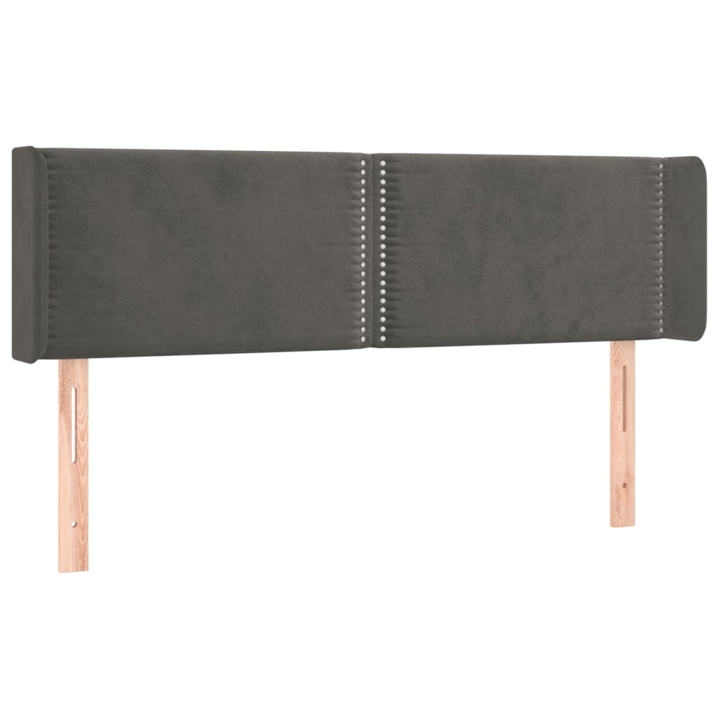 vidaXL Čelo postele typu ušák tmavě šedé 147x16x78/88 cm samet