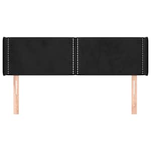 Čelo postele typu ušák černé 147x16x78/88 cm samet - obrázek 3