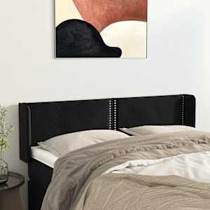 Čelo postele typu ušák černé 147x16x78/88 cm samet - obrázek 1