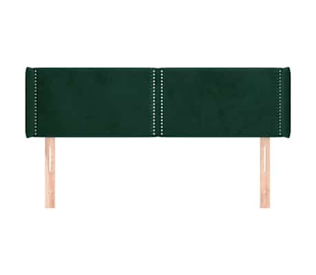 vidaXL Hoofdbord met randen 147x16x78/88 cm fluweel donkergroen