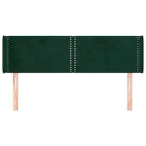 vidaXL Hoofdbord met randen 147x16x78/88 cm fluweel donkergroen