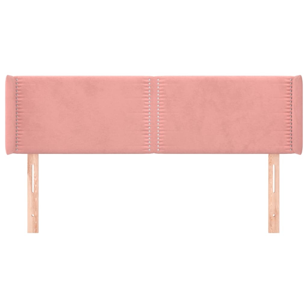 vidaXL Hoofdbord met randen 147x16x78/88 cm fluweel roze afbeelding