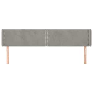 Čelo postele typu ušák světle šedé 163x16x78/88 cm samet - obrázek 3