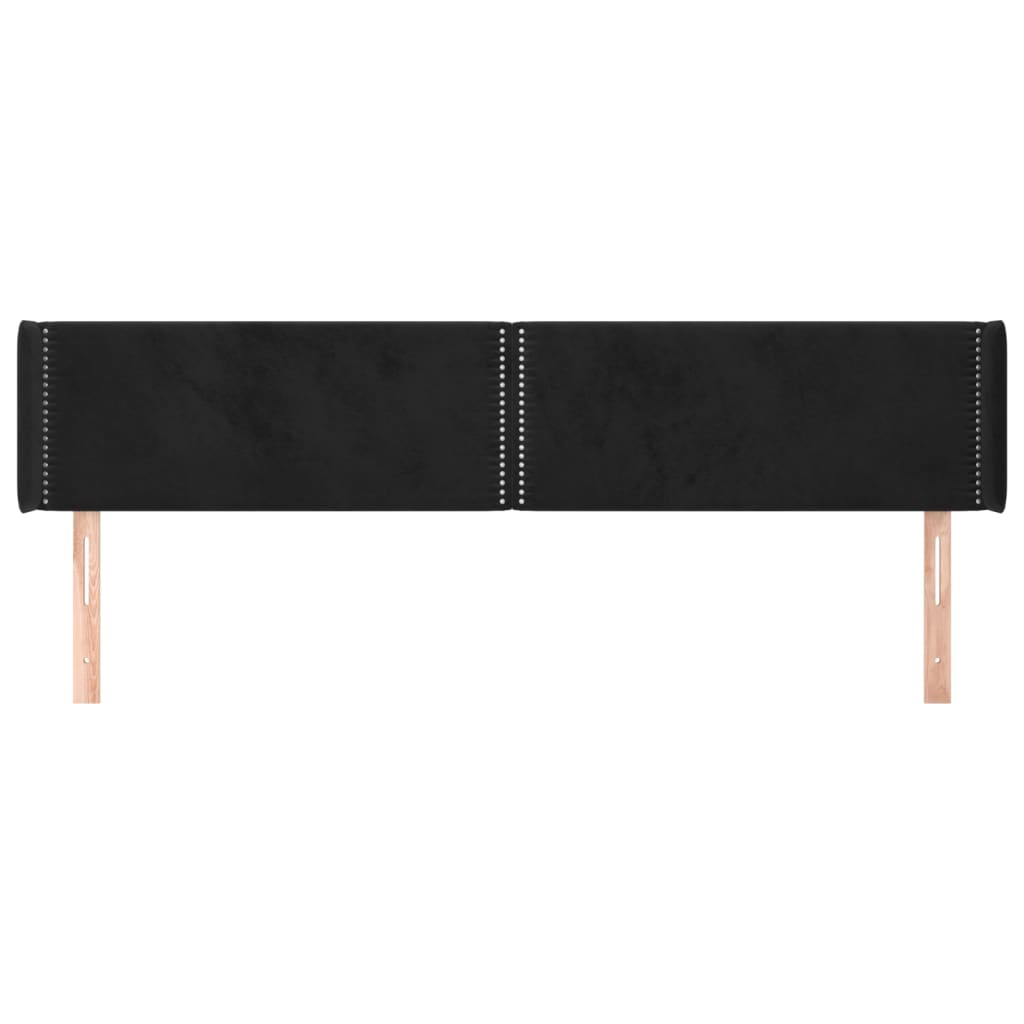 vidaXL Hoofdbord met randen 163x16x78/88 cm fluweel zwart afbeelding