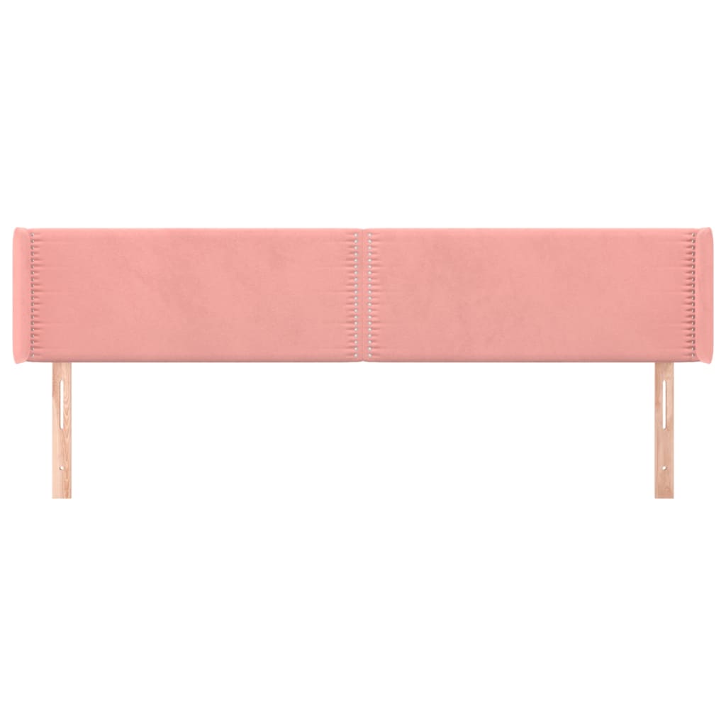 vidaXL Hoofdbord met randen 183x16x78/88 cm fluweel roze afbeelding