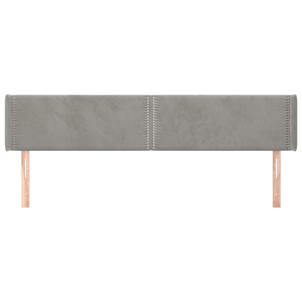 vidaXL világosszürke bársony szárnyas fejtámla 203x16x78/88 cm