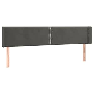 Čelo postele typu ušák tmavě šedé 203x16x78/88 cm samet - obrázek 2
