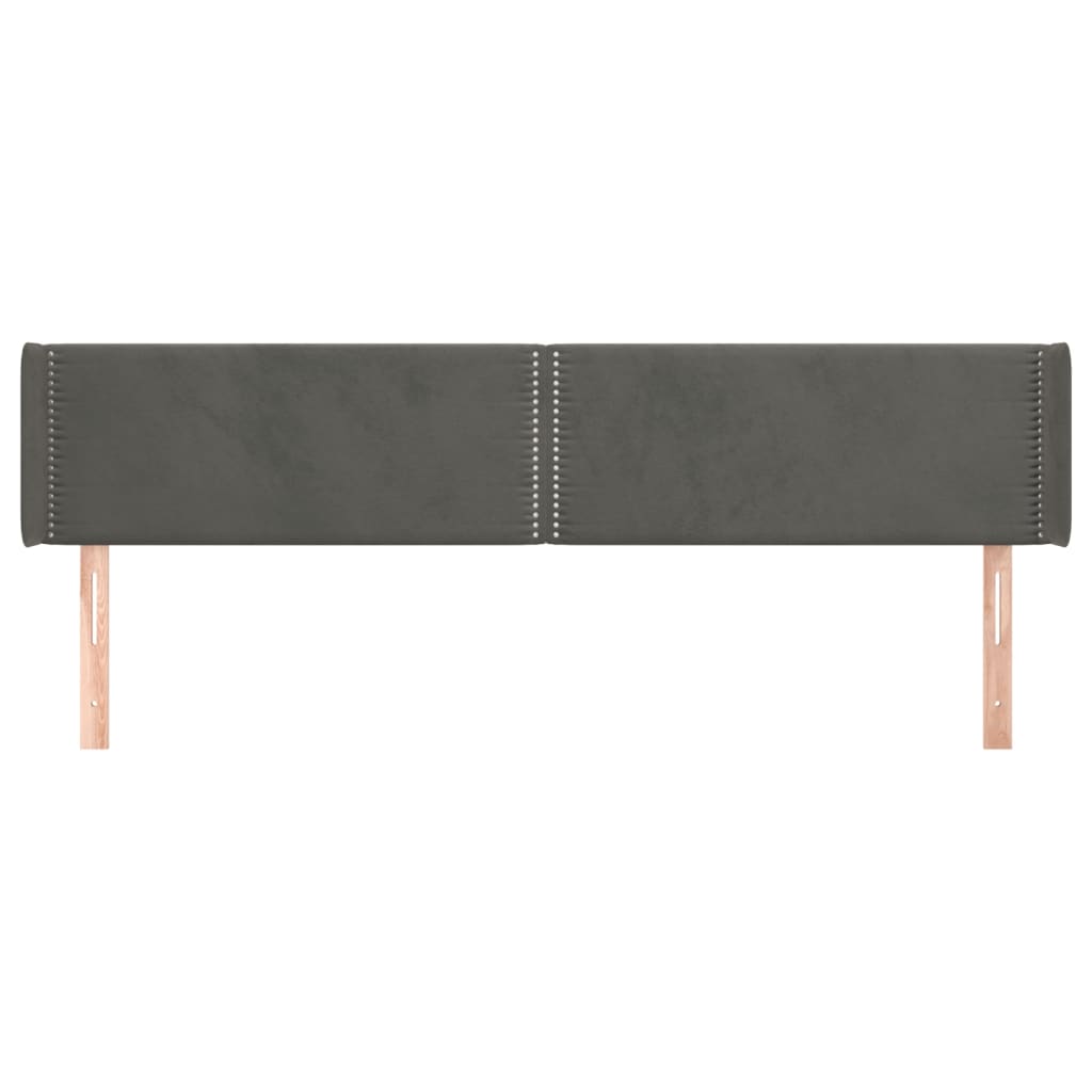 vidaXL Hoofdbord met randen 203x16x78/88 cm fluweel donkergrijs afbeelding