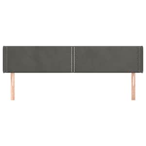 Čelo postele typu ušák tmavě šedé 203x16x78/88 cm samet - obrázek 3